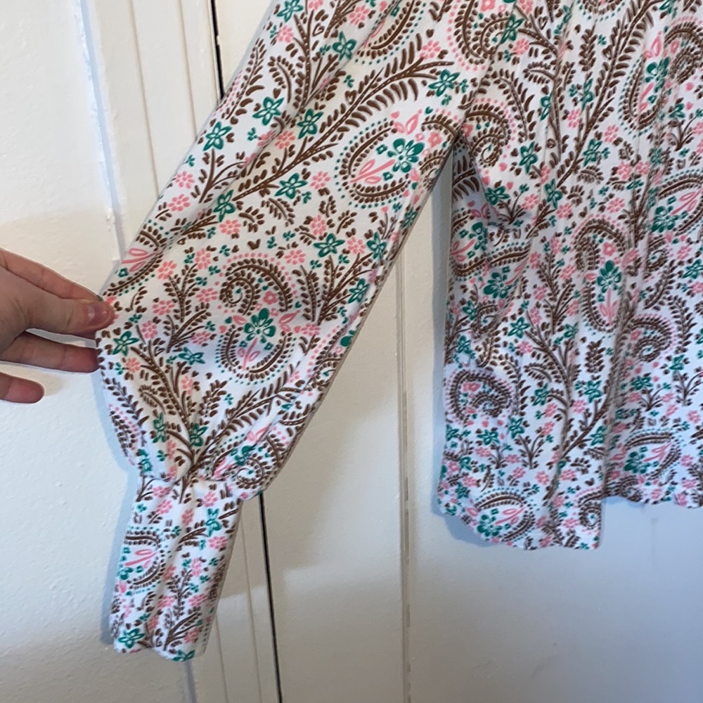 Boden Blouson Jersey top with ivory floral paisley - Picture 7 of 10